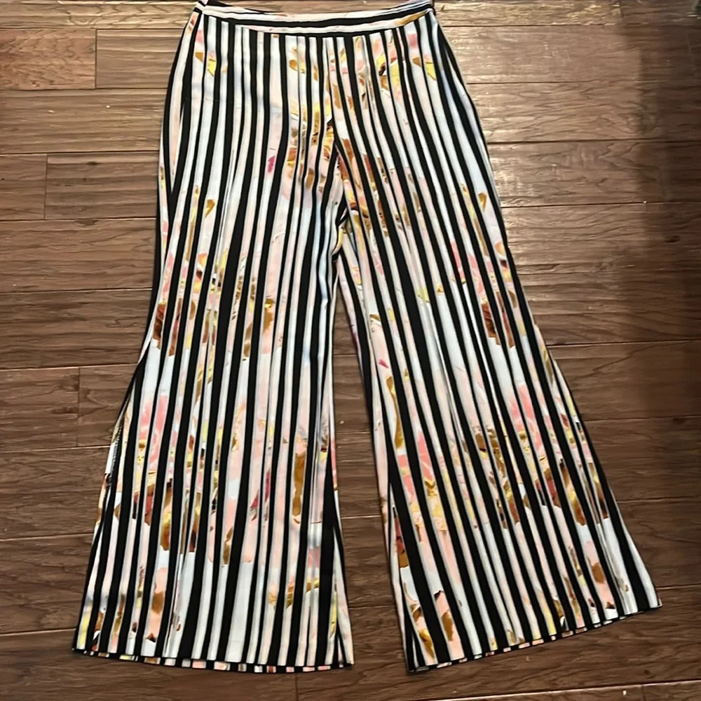 Bison Bisou Striped Wide Leg Pants Size L